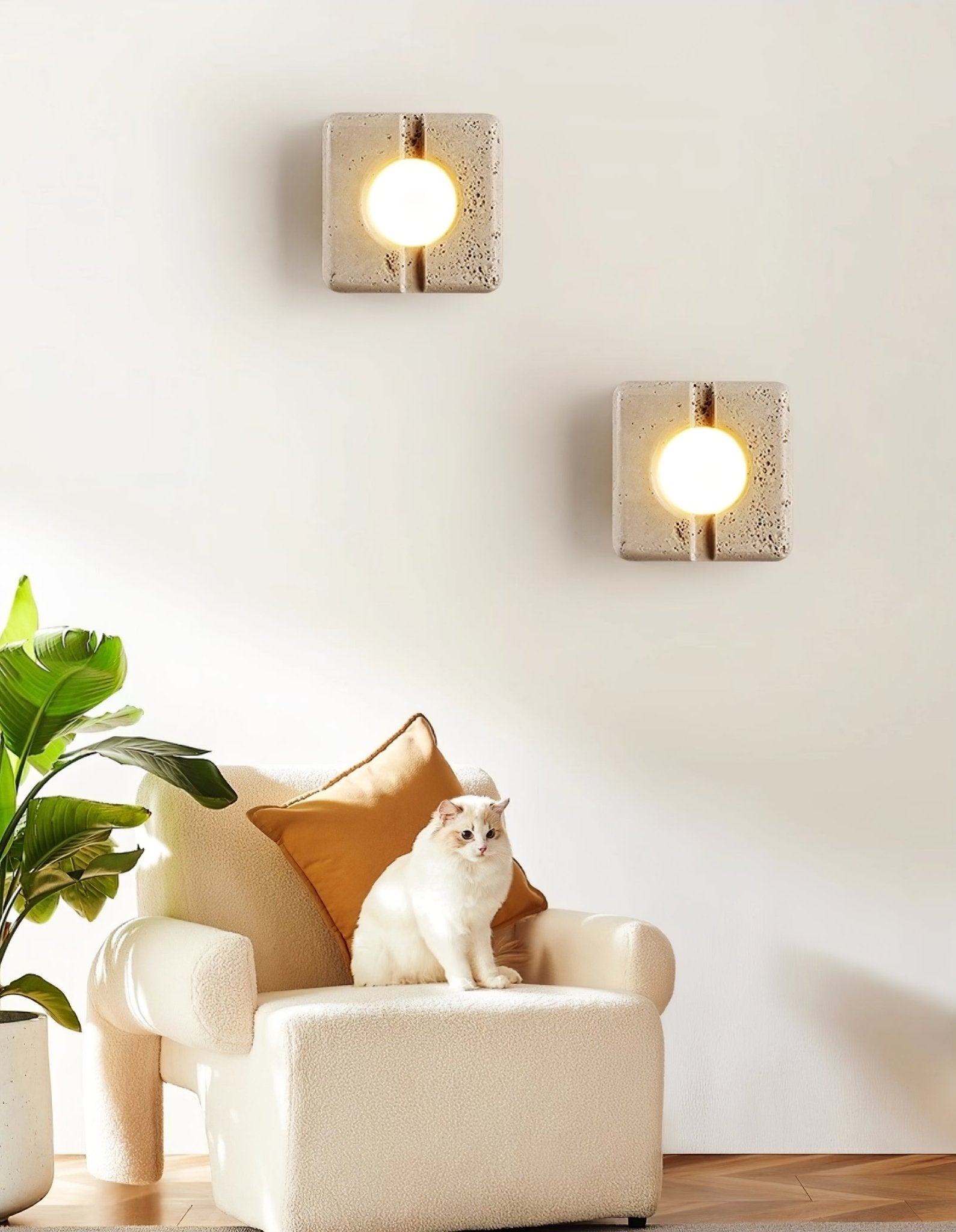 Olvenan Square Travertine Wall Light - Letslighting