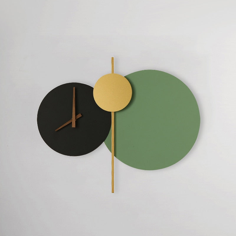 Arisha Applique Murale Horloge Ronde Moderne, Métal/Acrylique, LED, Blanc/Vert, Chambre
