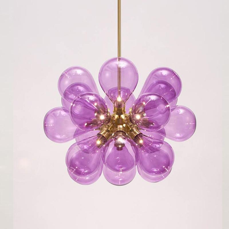 Valentina Suspension Moderne, Métal/Verre, Blanc/Bleu/Violet/Doré, Salon