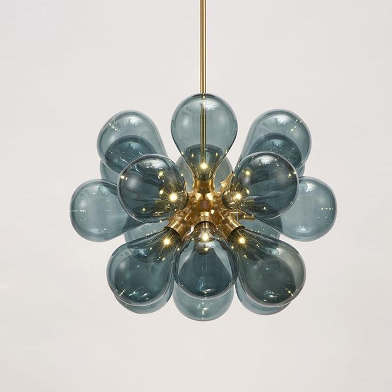 Valentina Suspension Moderne, Métal/Verre, Blanc/Bleu/Violet/Doré, Salon