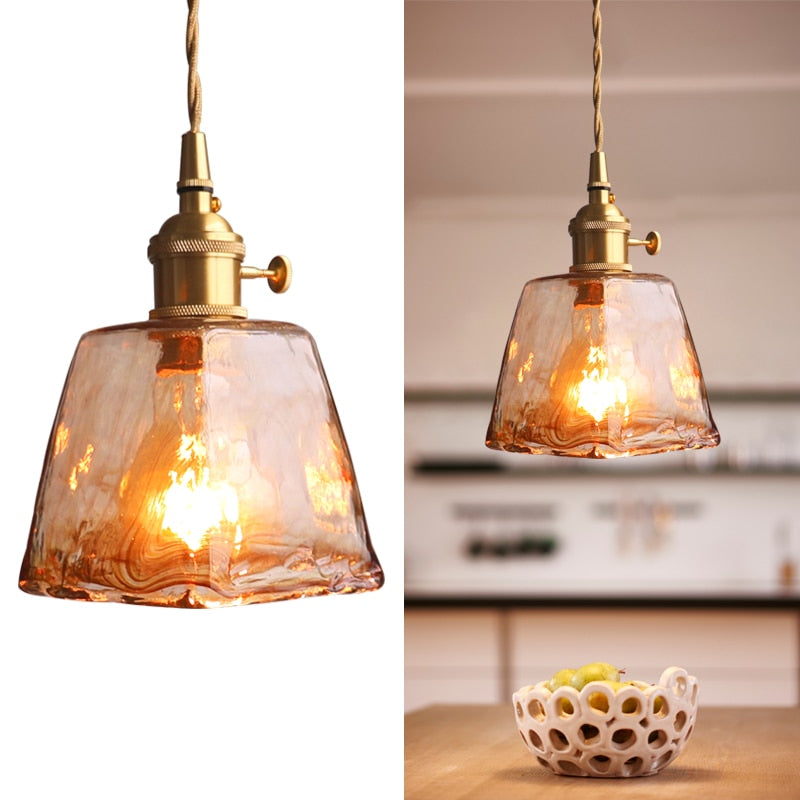 Valentina Suspension Géométrique Vintage Verre, Laiton, Salon