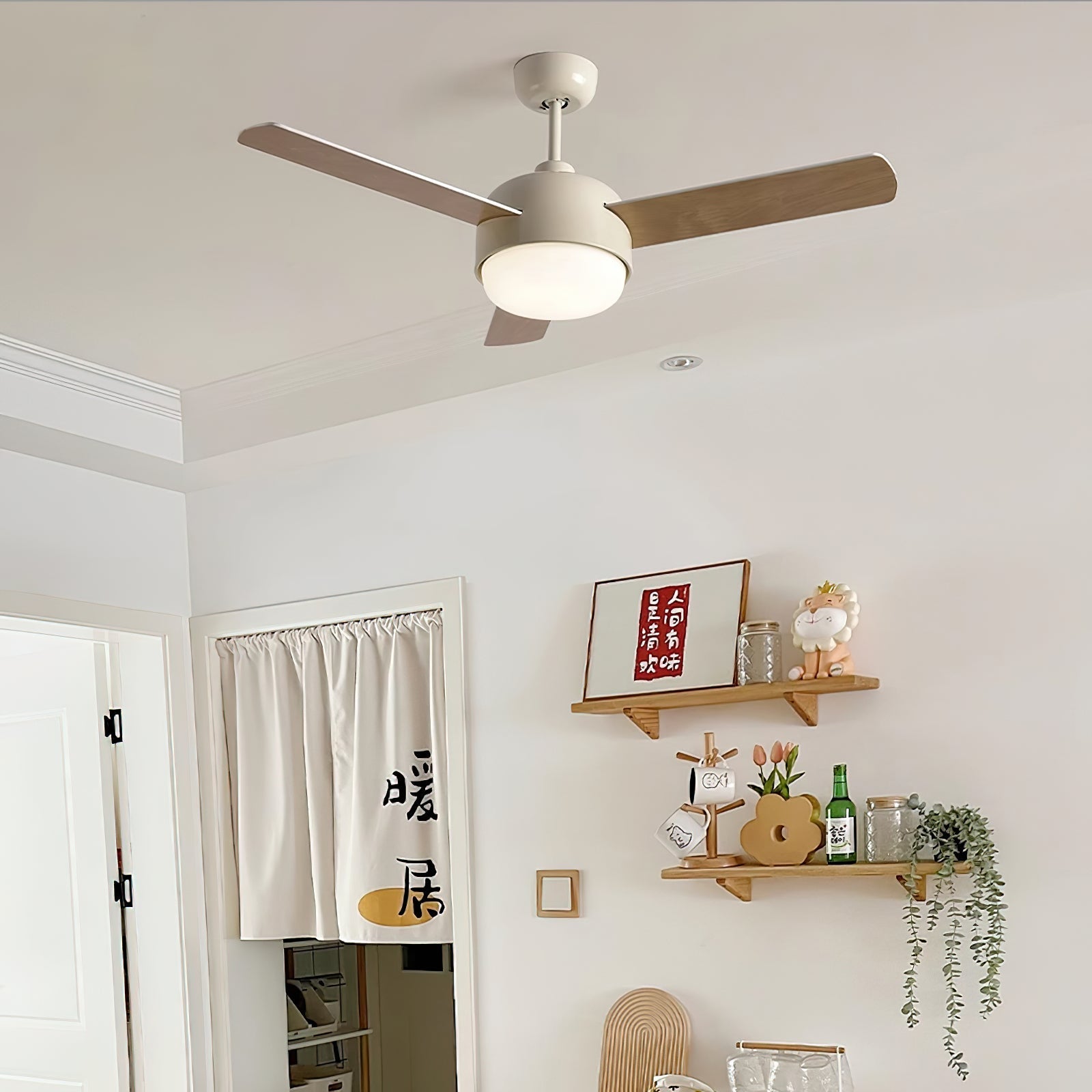 Velaee Nordic Macaron Metal Ceiling Fan Light - Lamp Copper