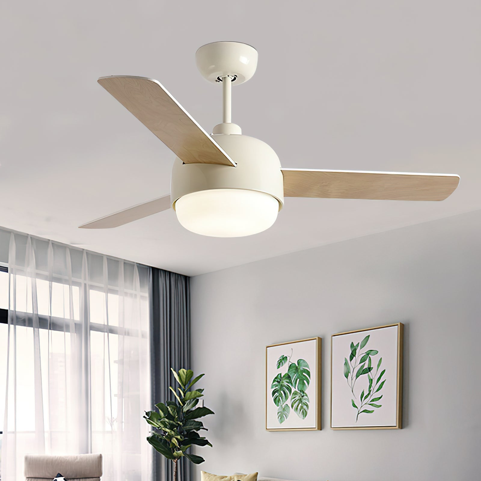 Velaee Nordic Macaron Metal Ceiling Fan Light - Lamp Copper