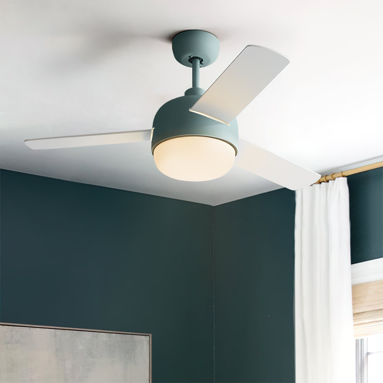 Velaee Nordic Macaron Metal Ceiling Fan Light - Lamp Copper
