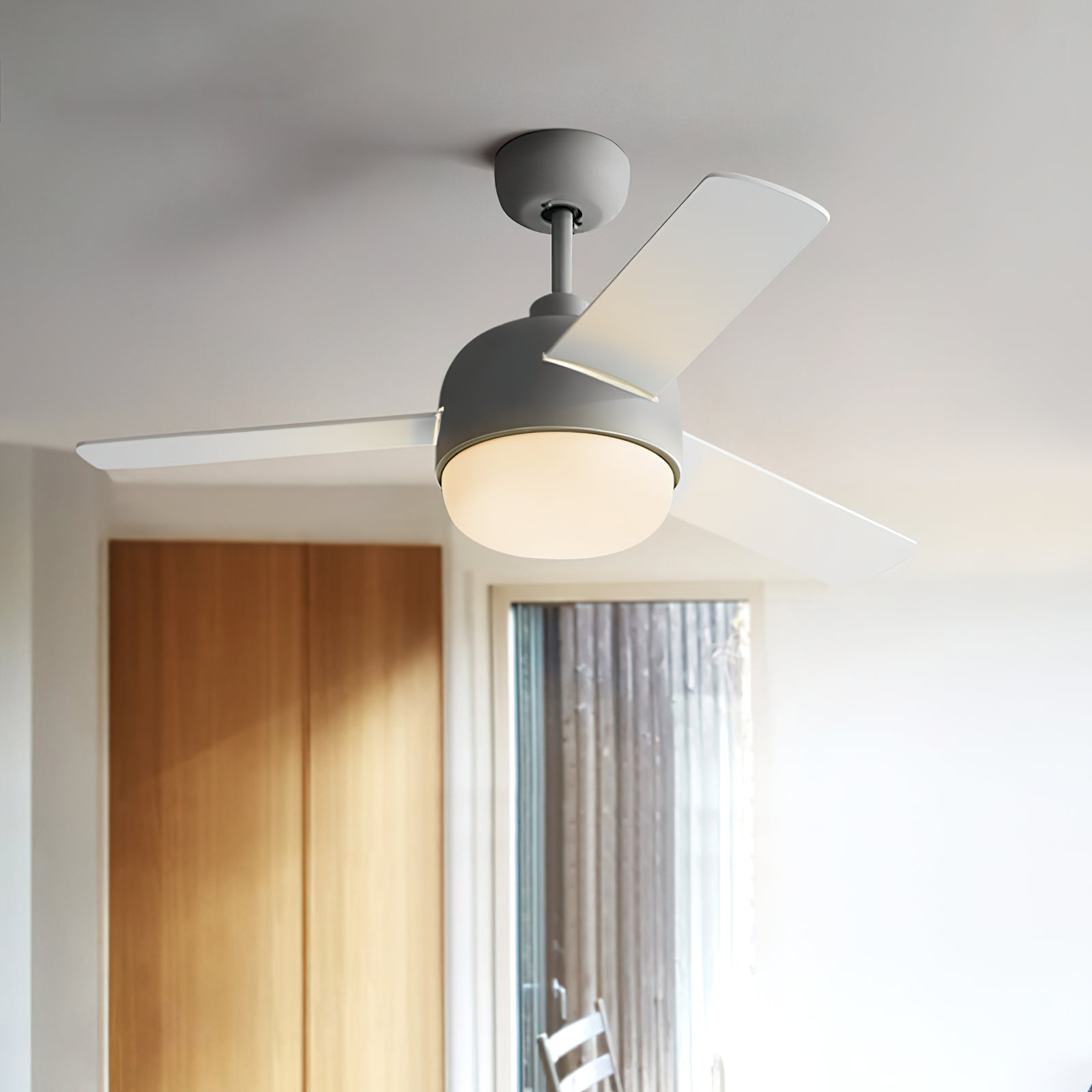 Velaee Nordic Macaron Metal Ceiling Fan Light - Lamp Copper