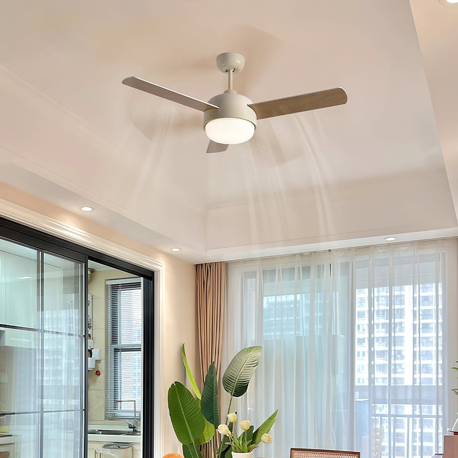Velaee Nordic Macaron Metal Ceiling Fan Light - Lamp Copper