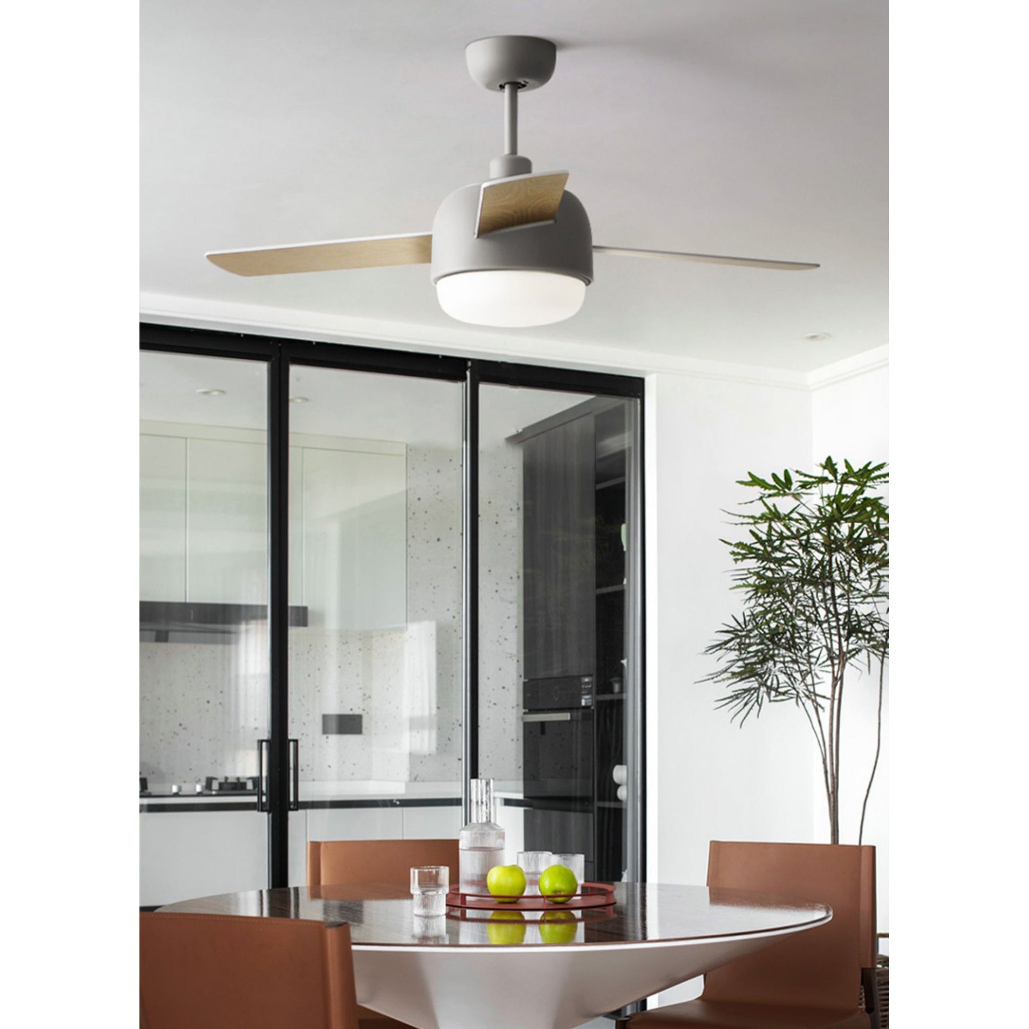 Velaee Nordic Macaron Metal Ceiling Fan Light - Lamp Copper