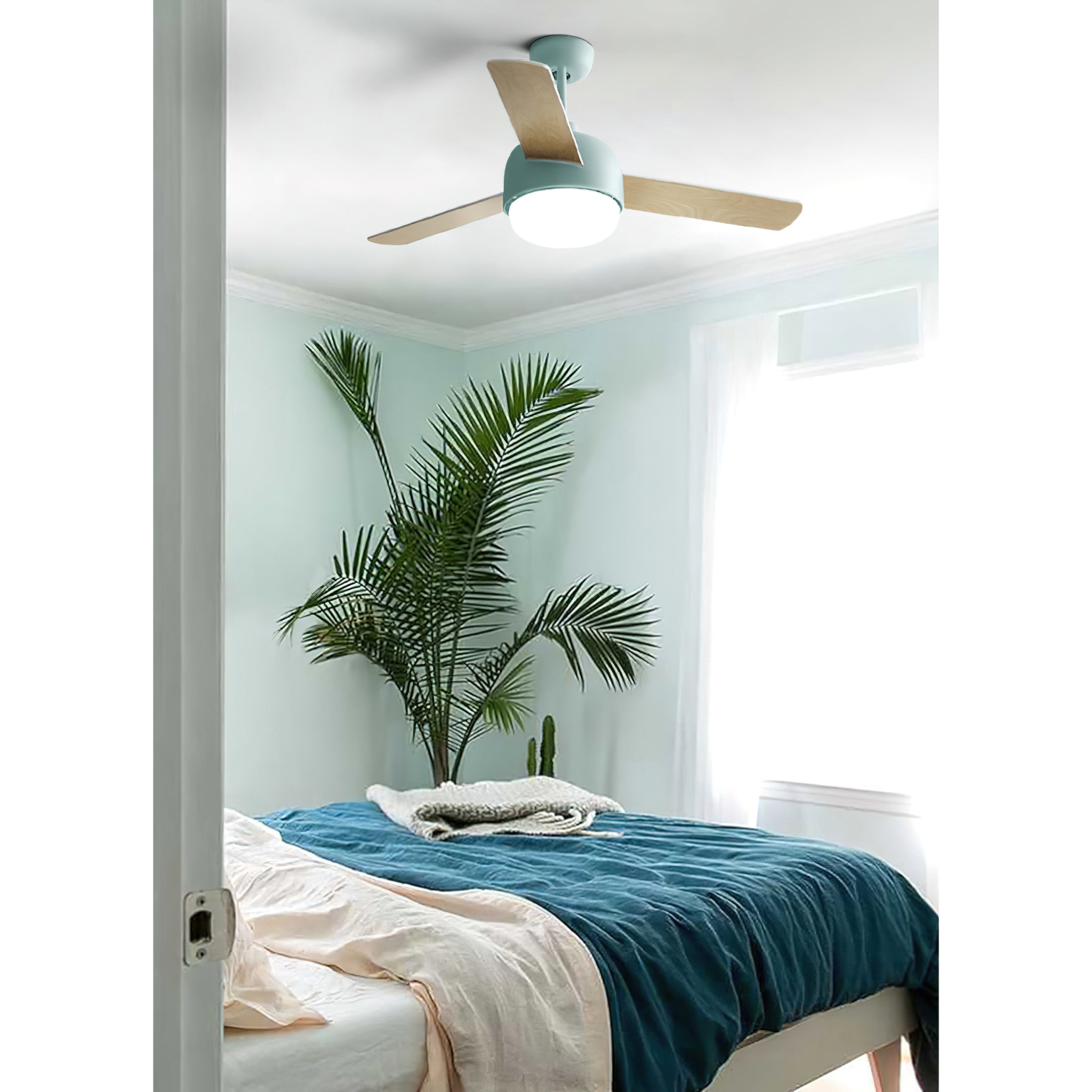 Velaee Nordic Macaron Metal Ceiling Fan Light - Lamp Copper