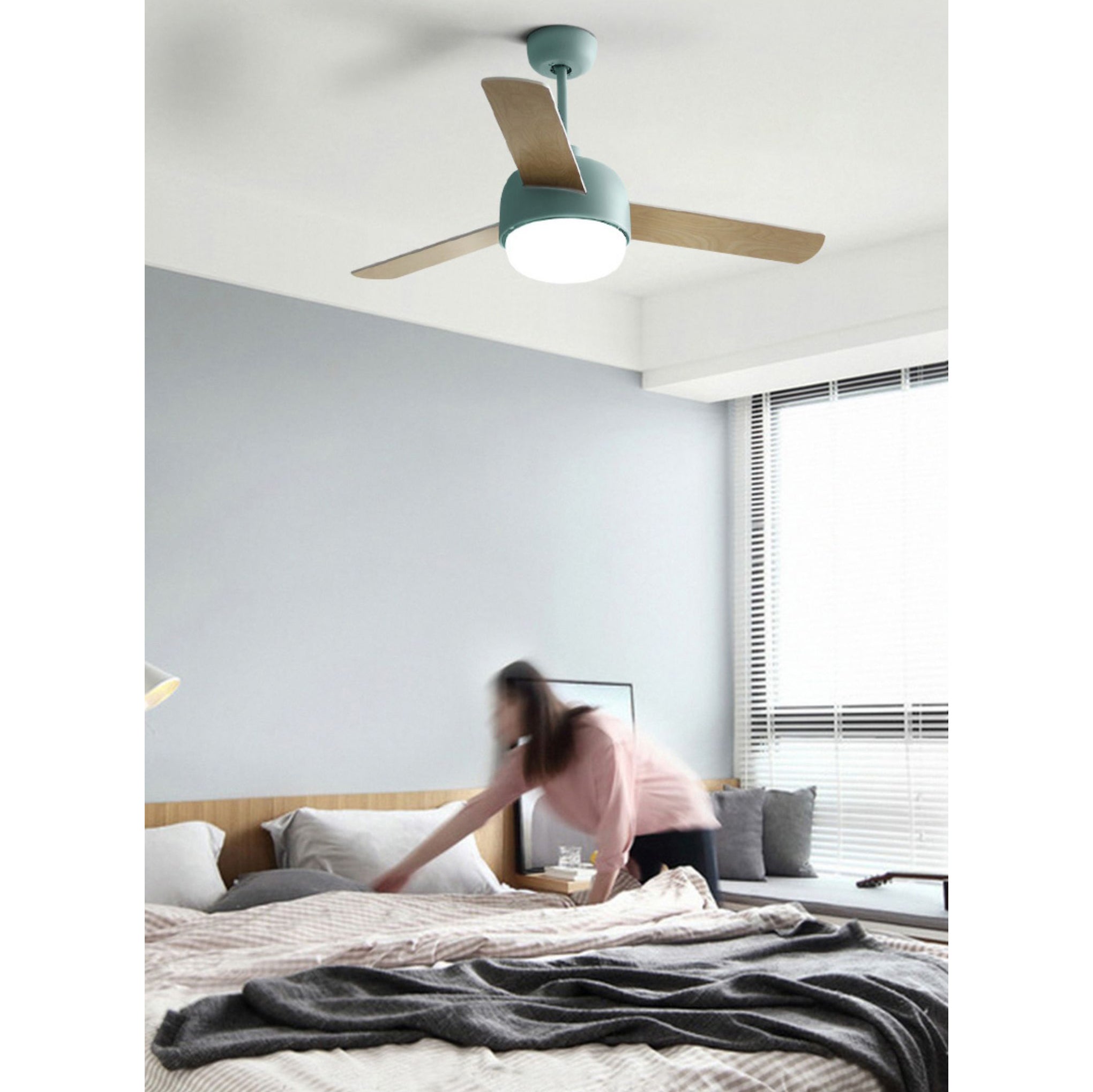 Velaee Nordic Macaron Metal Ceiling Fan Light - Lamp Copper