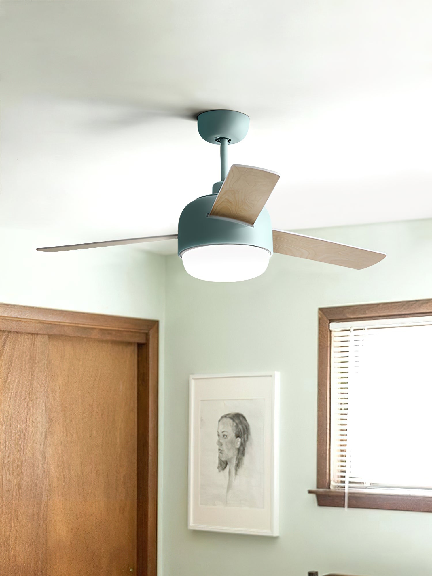 Velaee Nordic Macaron Metal Ceiling Fan Light - Lamp Copper
