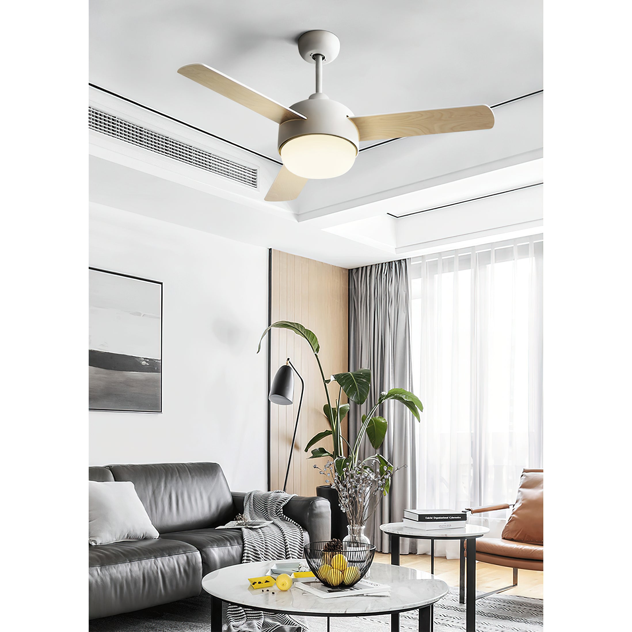 Velaee Nordic Macaron Metal Ceiling Fan Light - Lamp Copper
