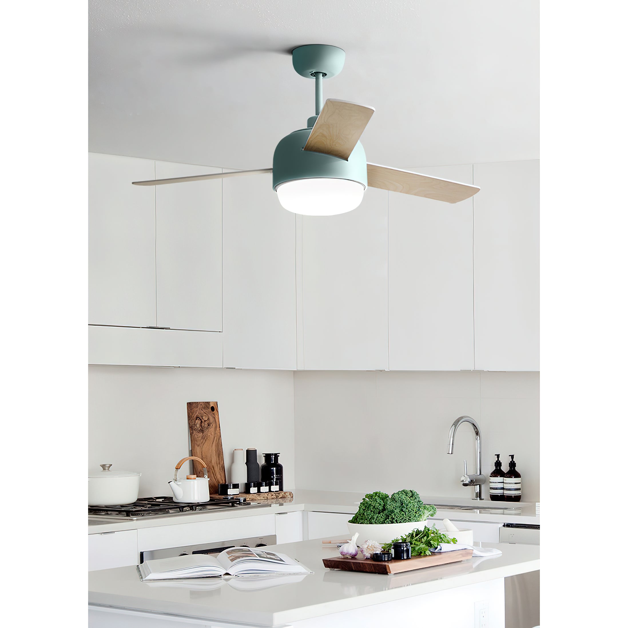 Velaee Nordic Macaron Metal Ceiling Fan Light - Lamp Copper