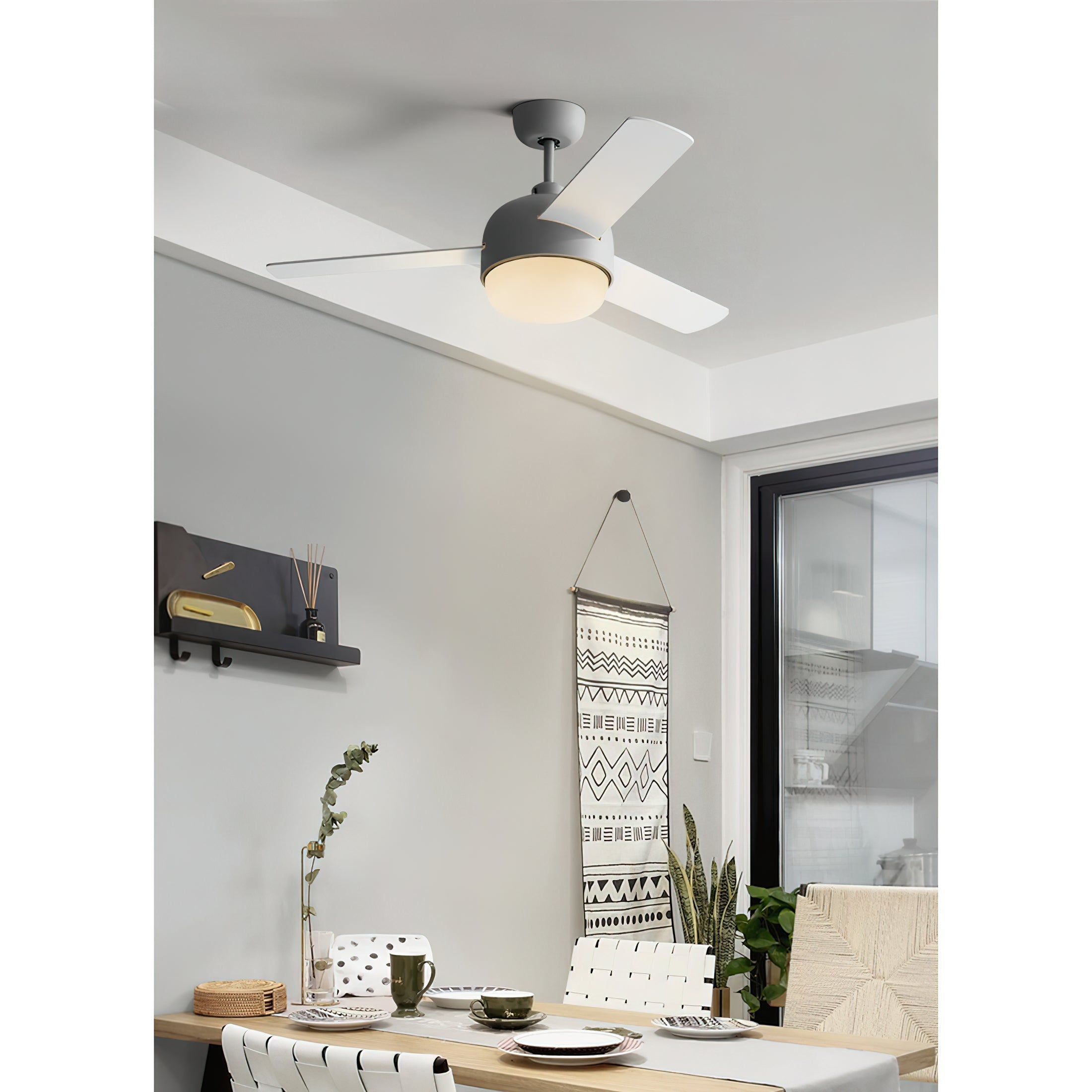 Velaee Nordic Macaron Metal Ceiling Fan Light - Lamp Copper