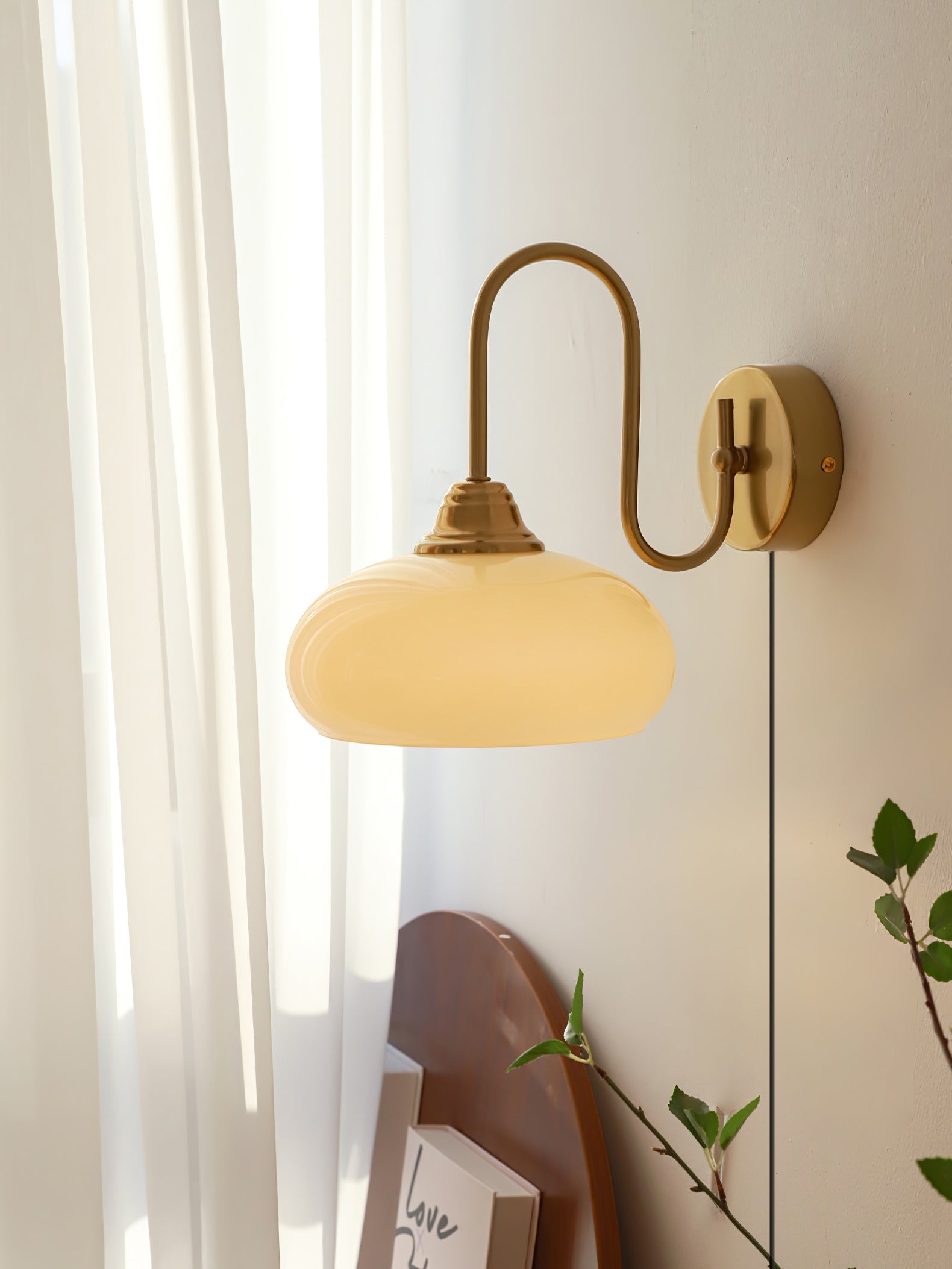 Ulsilia Premium Nordic Plug-in Metal Glass Wall Lamp - Lamp Copper