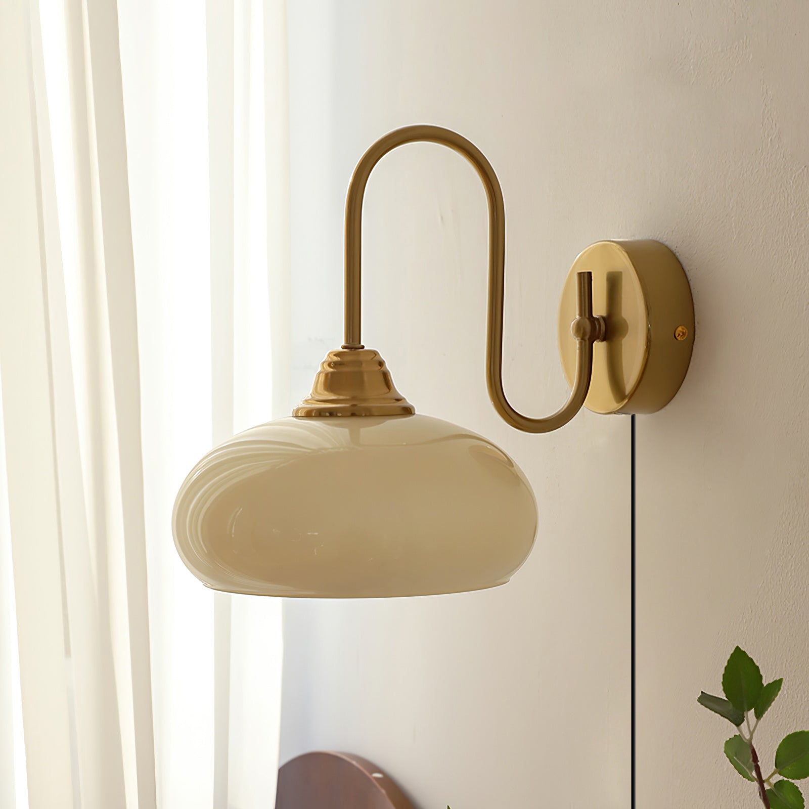Ulsilia Premium Nordic Plug-in Metal Glass Wall Lamp - Lamp Copper