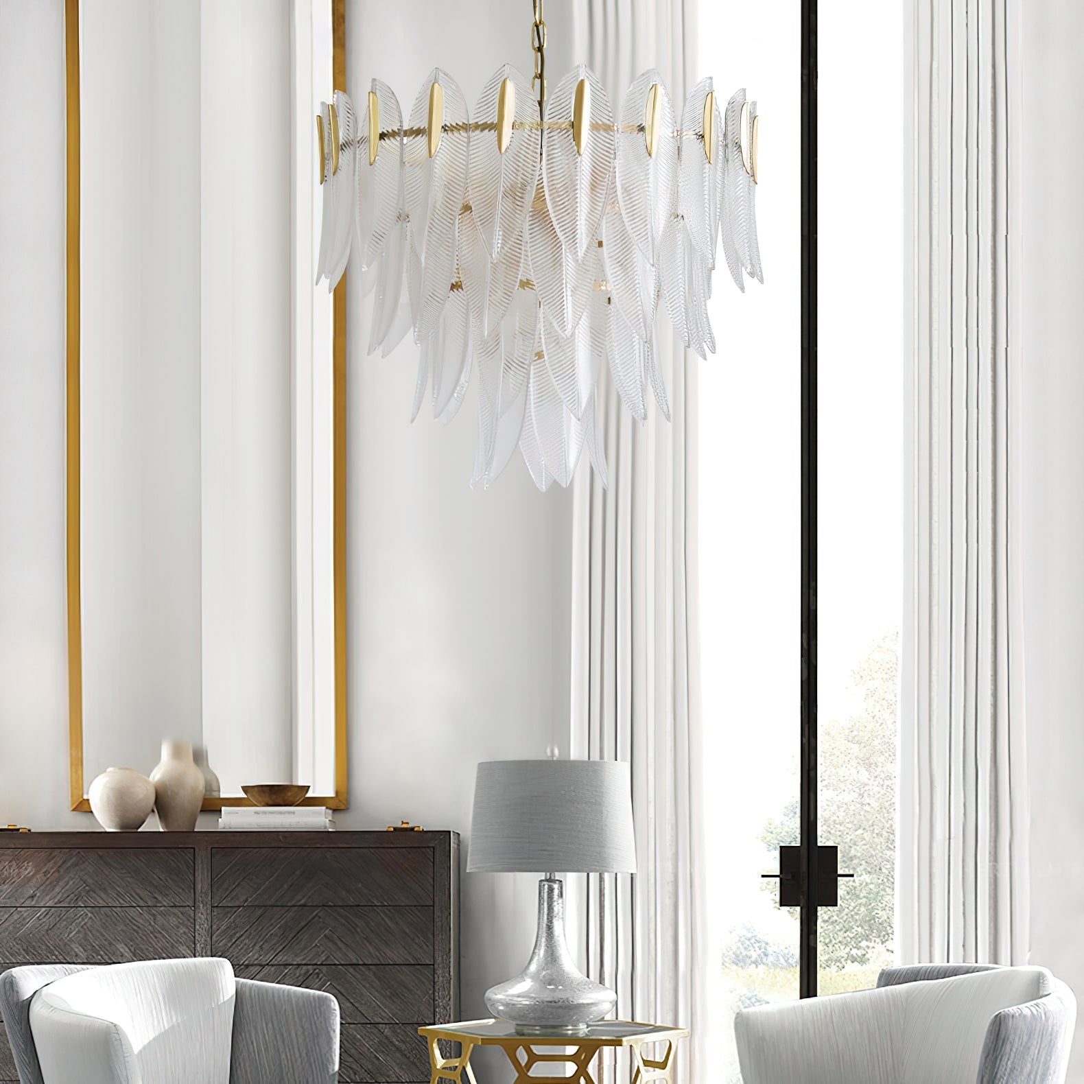 Ivthayra Postmodern Luxury Brass Glass Chandelier - Lamp Copper