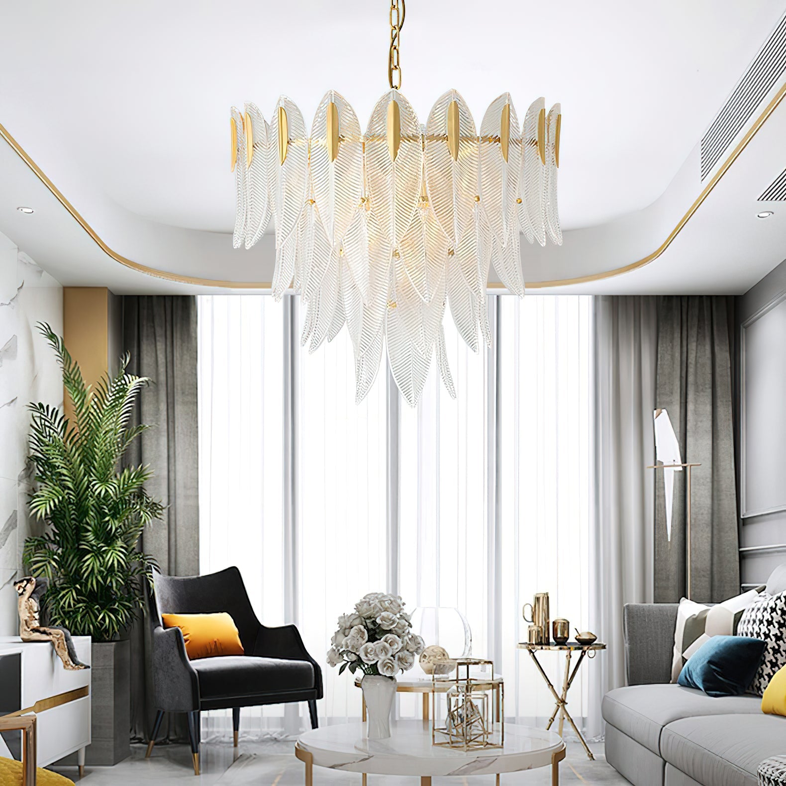 Ivthayra Postmodern Luxury Brass Glass Chandelier - Lamp Copper