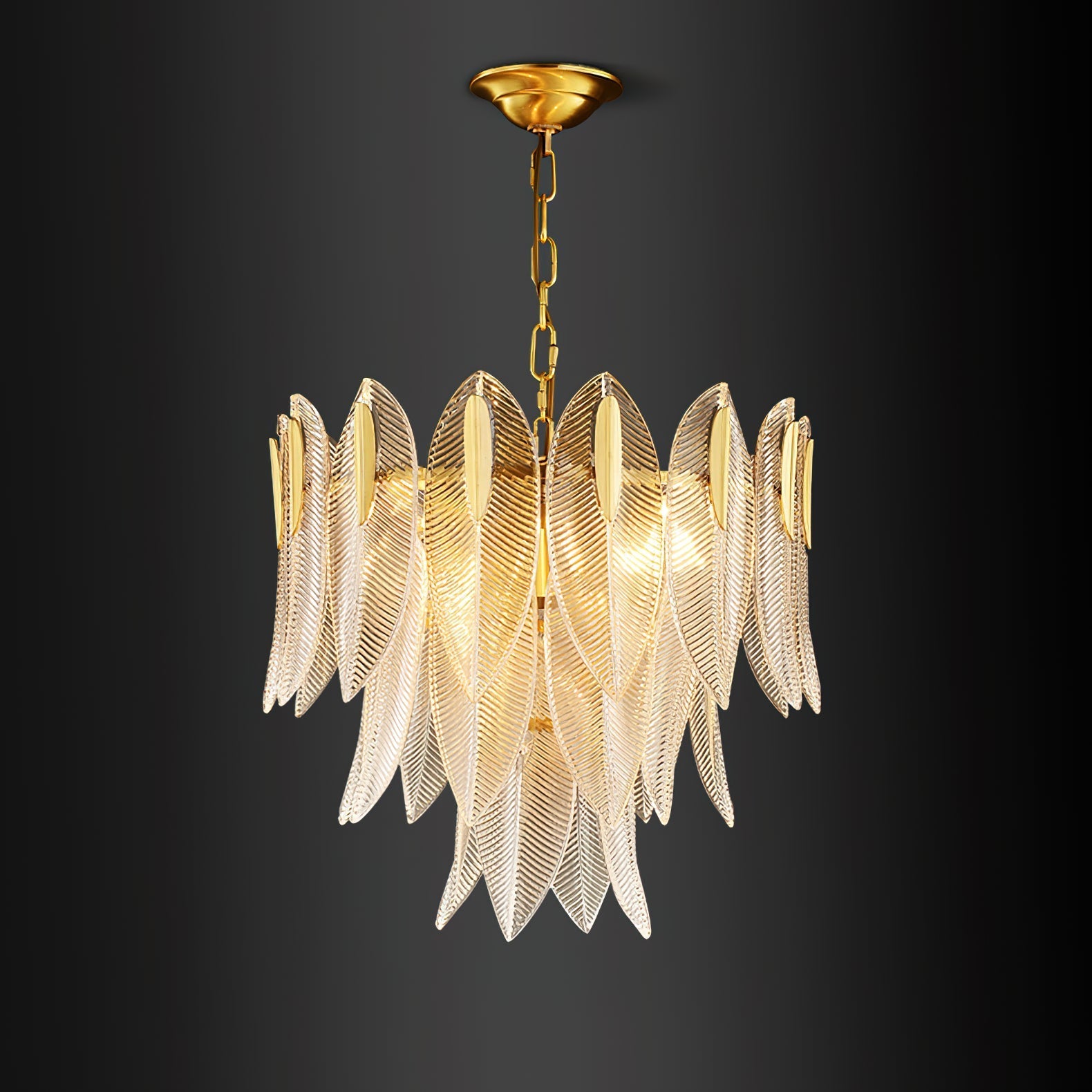 Ivthayra Postmodern Luxury Brass Glass Chandelier - Lamp Copper
