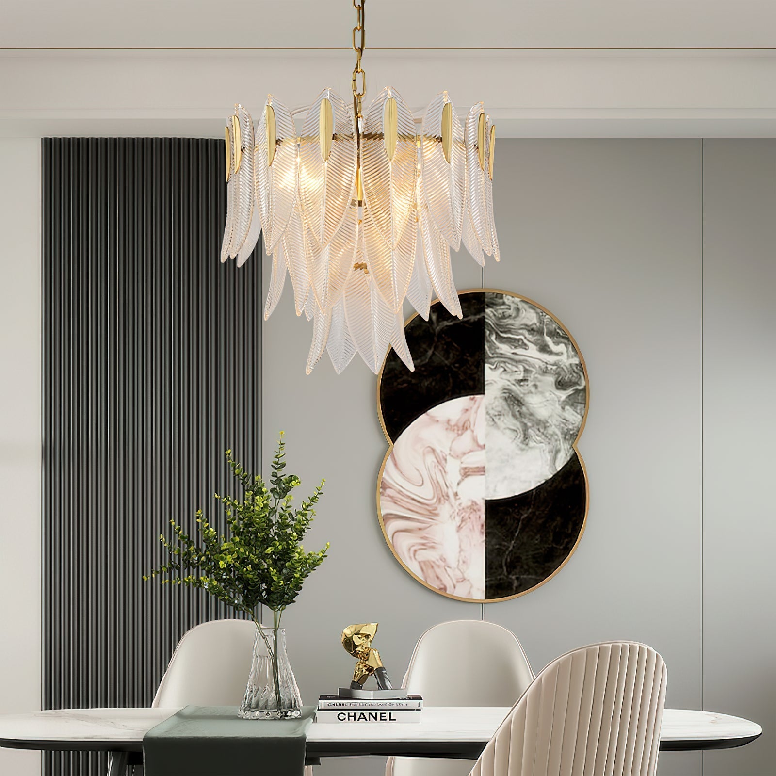 Ivthayra Postmodern Luxury Brass Glass Chandelier - Lamp Copper