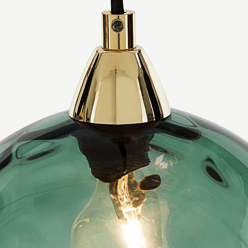 Valentina Suspension Boule Ondulation Nortique Métal/Verre Vert/Gris Salon