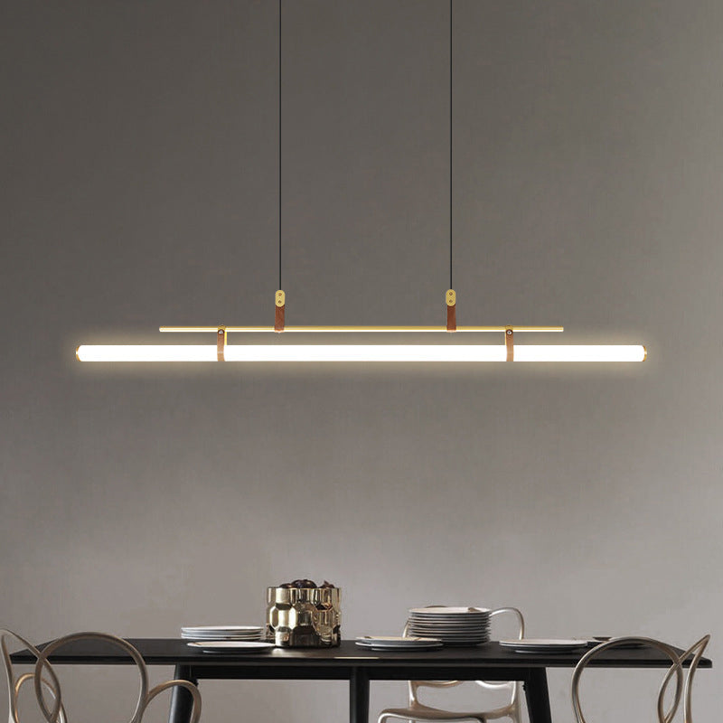 Ray Suspension Linéaire Simple, Métal/Acrylique, Noir/doré, Chambre