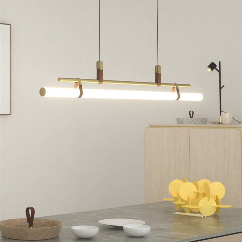 Ray Suspension Linéaire Simple, Métal/Acrylique, Noir/doré, Chambre