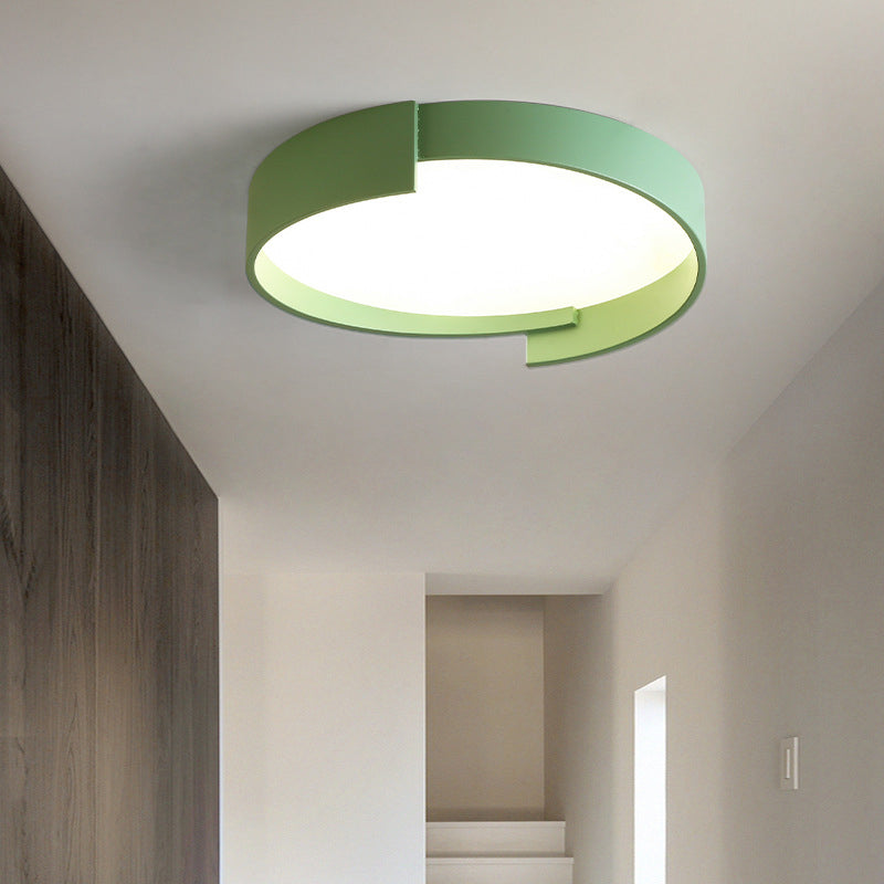 Arisha Plafonnier Rond Moderne, Métal/Acrylique, Blanc/Gris/Vert/Doré, Salon