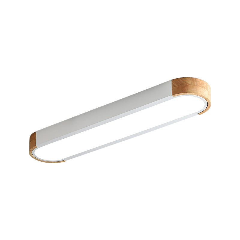 Valentina Plafonnier Barre Longue Moderne, Bois/Acrylique, Blanc/Gris/Vert