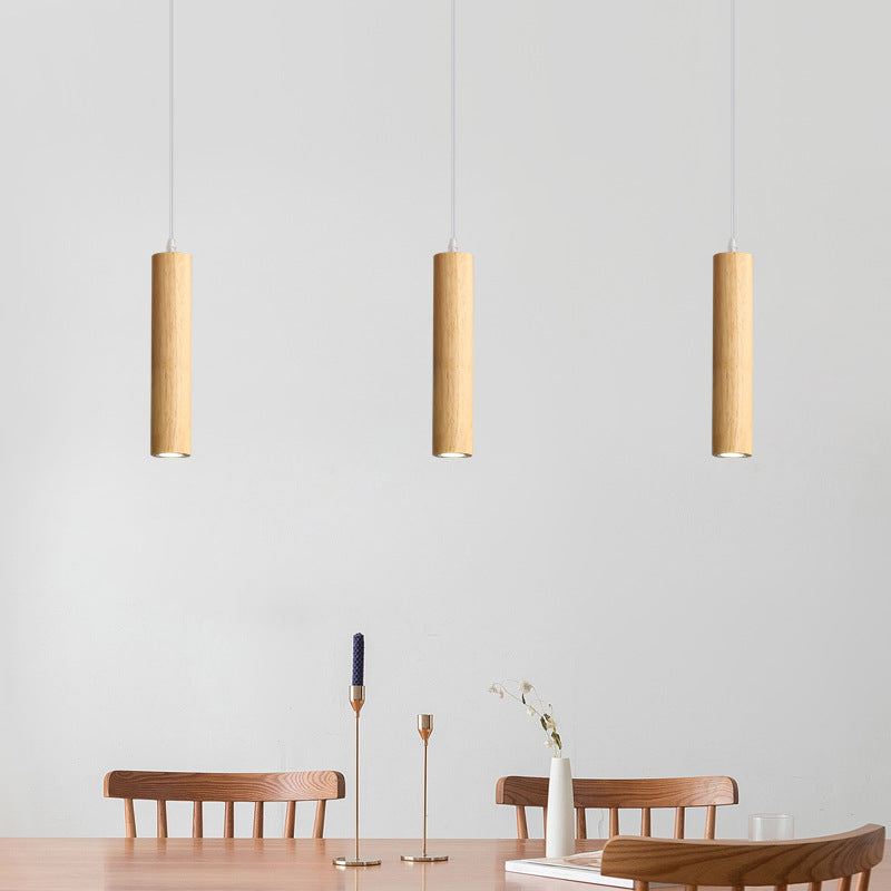 Muto Suspension Cylindre Moderne, Bois/Acrylique, Jaune/Brun, Salon