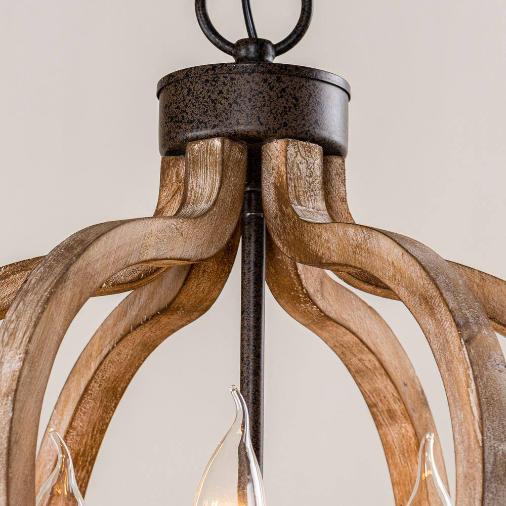 Vivinir Vintage Industrial Aura Farmhouse Wooden Metal Pendant Lamp - Lamp Copper