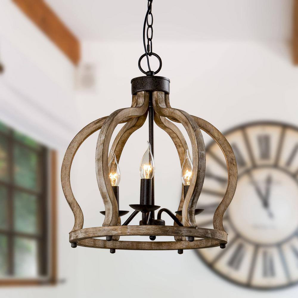Vivinir Vintage Industrial Aura Farmhouse Wooden Metal Pendant Lamp - Lamp Copper