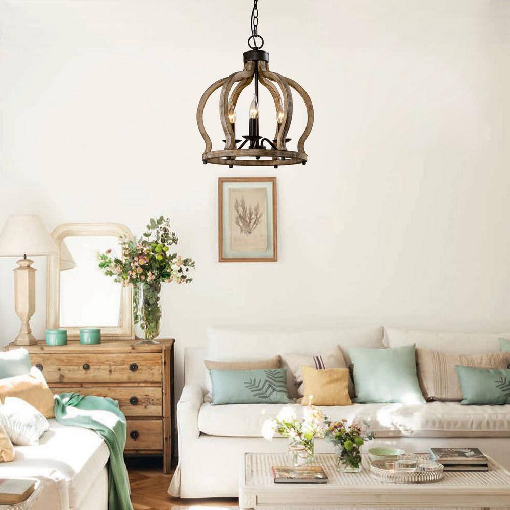 Vivinir Vintage Industrial Aura Farmhouse Wooden Metal Pendant Lamp - Lamp Copper