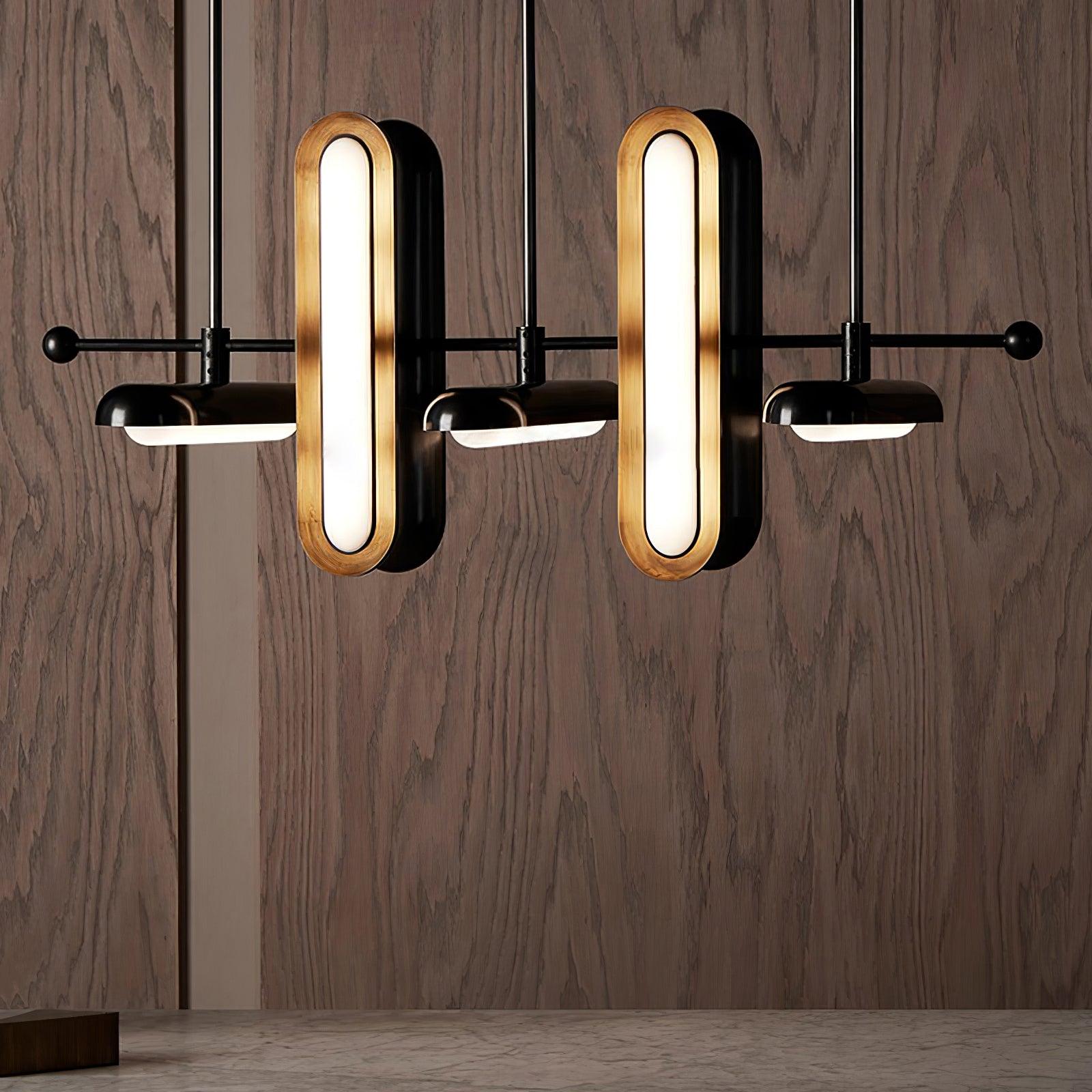 Lyvinaris Geometric Brass Linear Pendant Light - Blowlighting