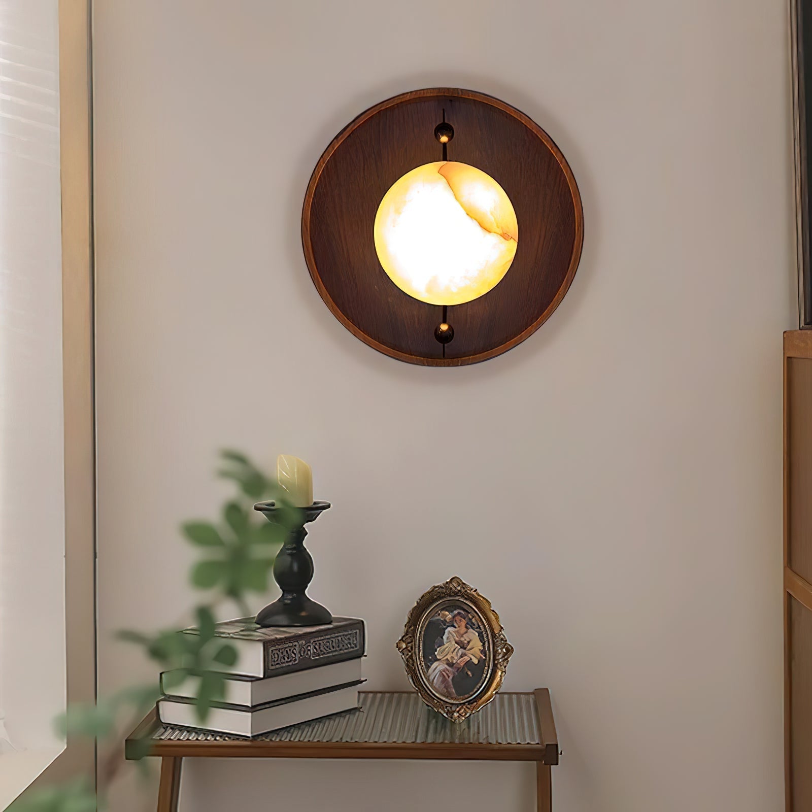Evtala Modern Minimalist Metal Alabaster Wall Lamp - Lamp Copper