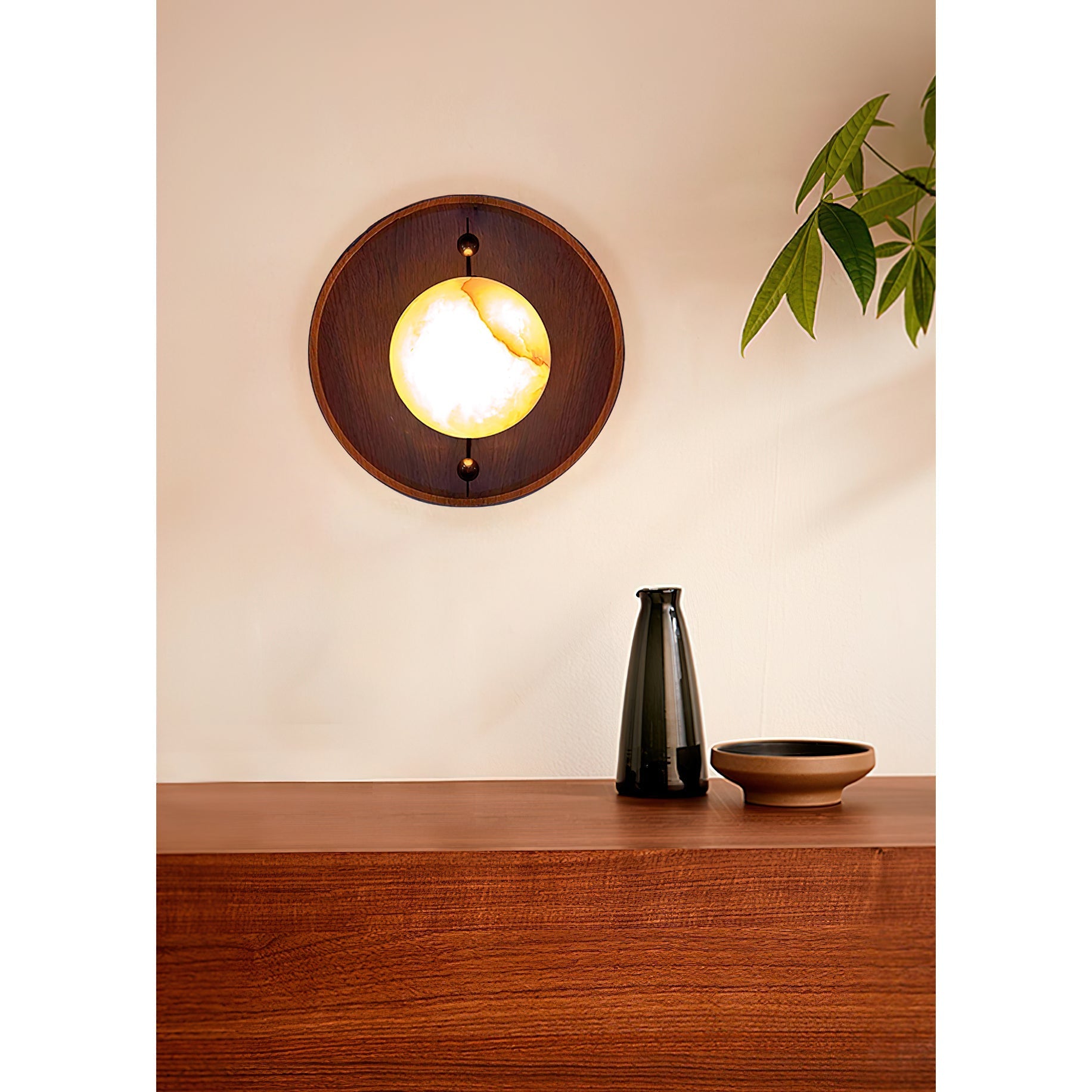 Evtala Modern Minimalist Metal Alabaster Wall Lamp - Lamp Copper