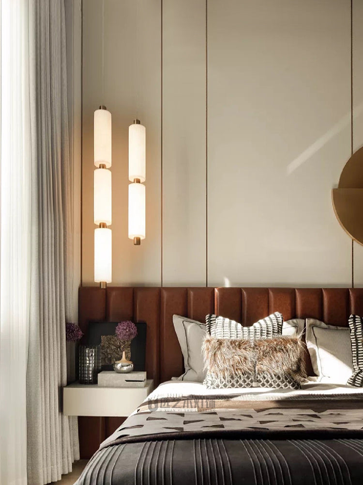 Zovarion Modern Minimalist Cluster Alabaster Pendant Light - Lamp Copper