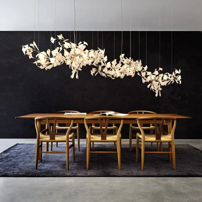 Olivia Lustre Suspension Feuille Artistic Design, Métal/Céramique, Blanc, Salon