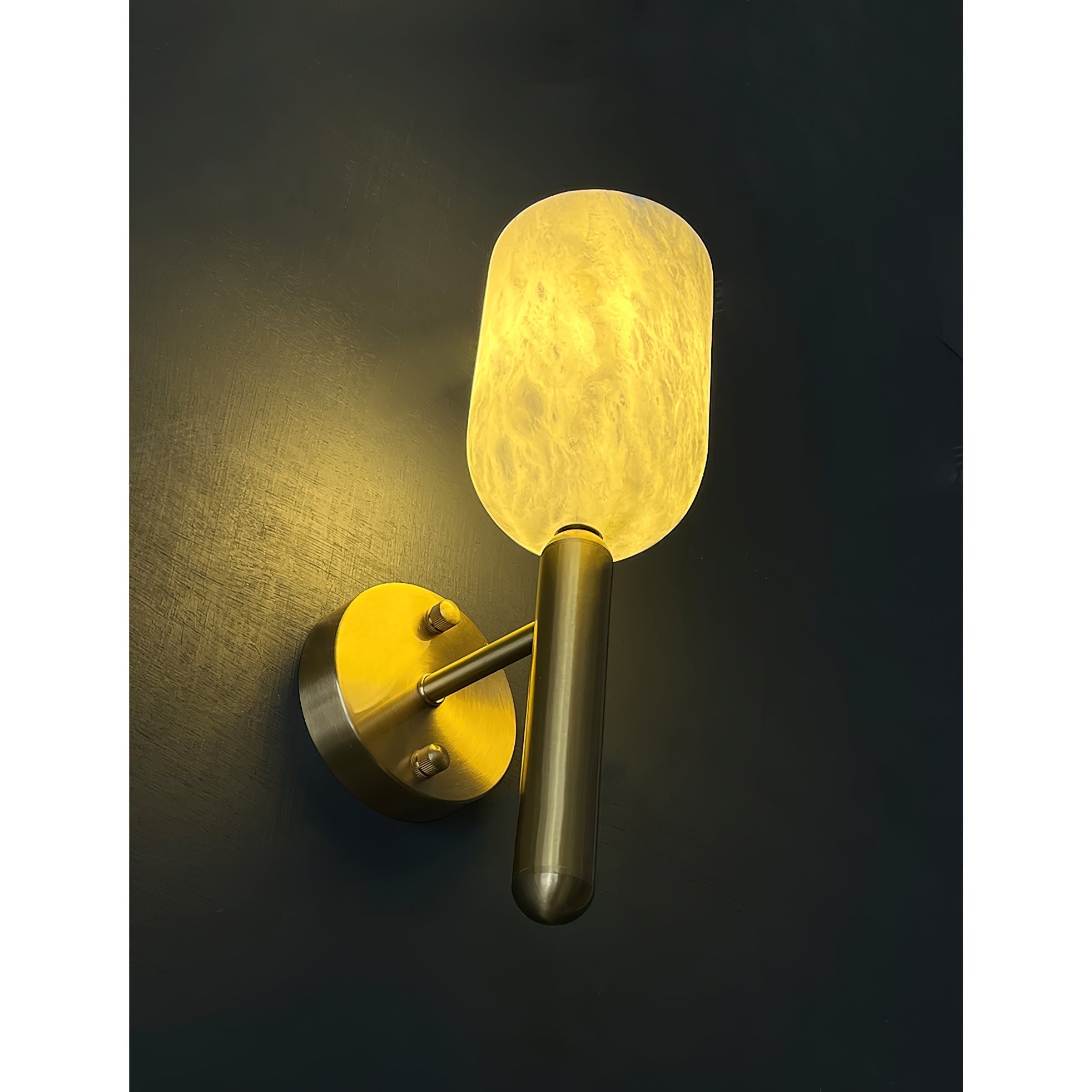 Lyphaia Modern Minimalist Brass Alabaster Wall Lamp - Lamp Copper