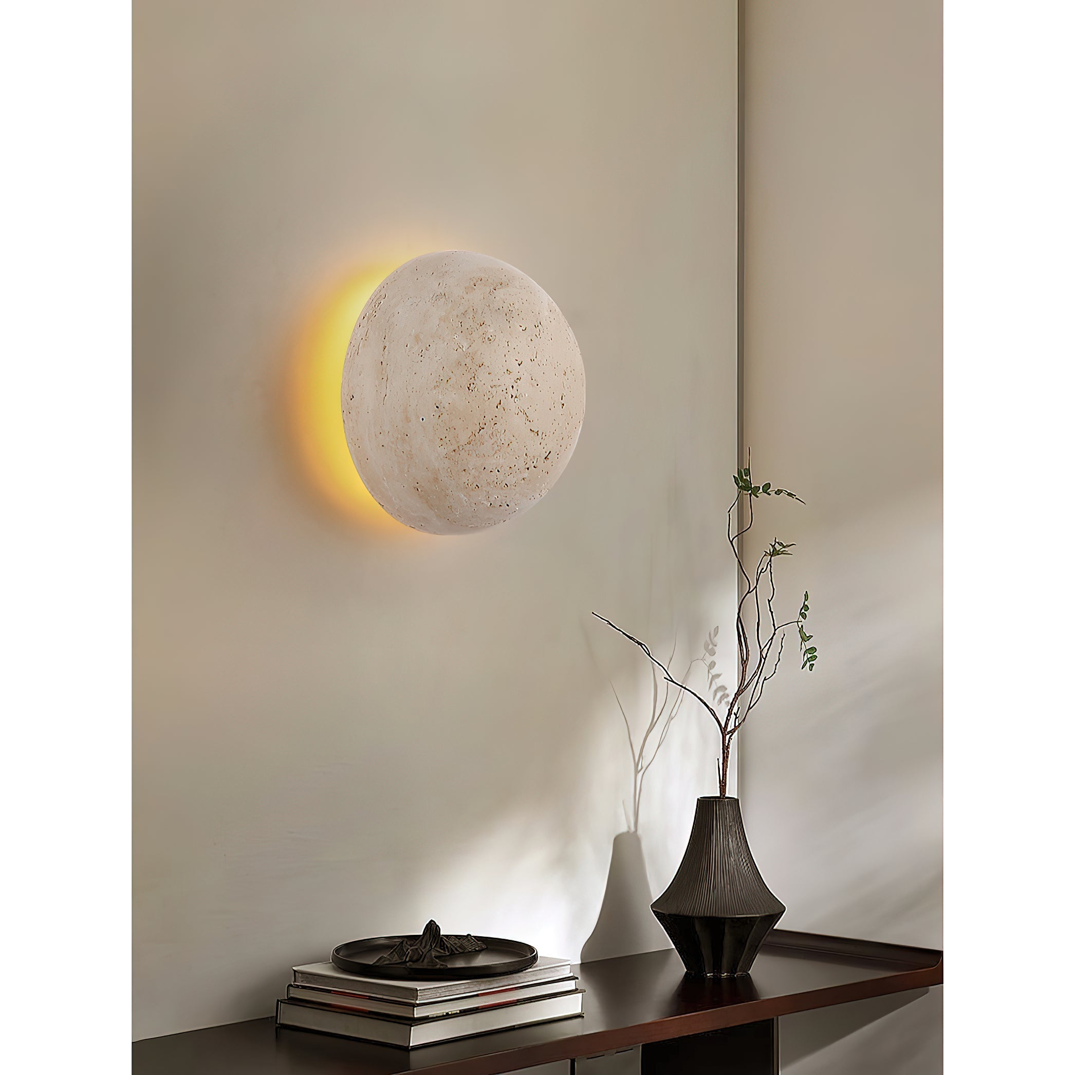 Cinorisra Modern Minimalist Stone Travertine Wall Lamp - Lamp Copper