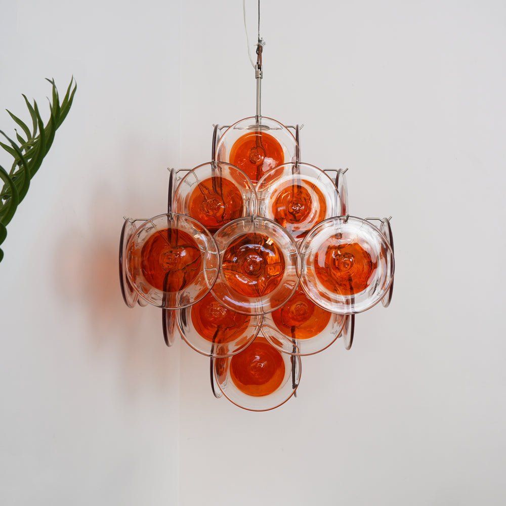 Aurora Chandelier Orange Murano Glass Disc Layered - Letslighting