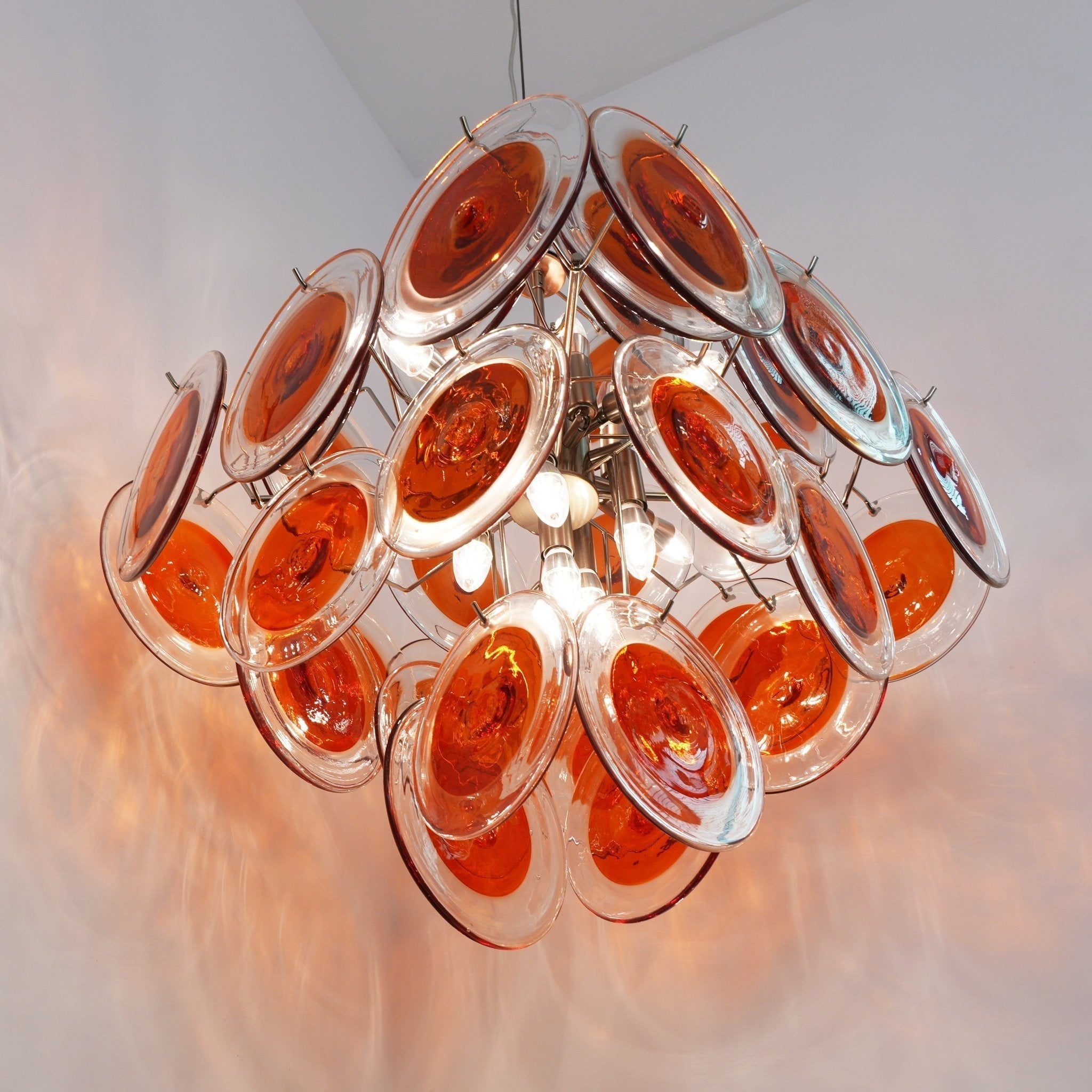 Aurora Chandelier Orange Murano Glass Disc Layered - Letslighting