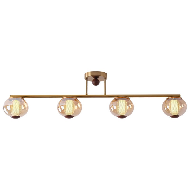 Orbis Quartet Wood Glass Ceiling Lamp
