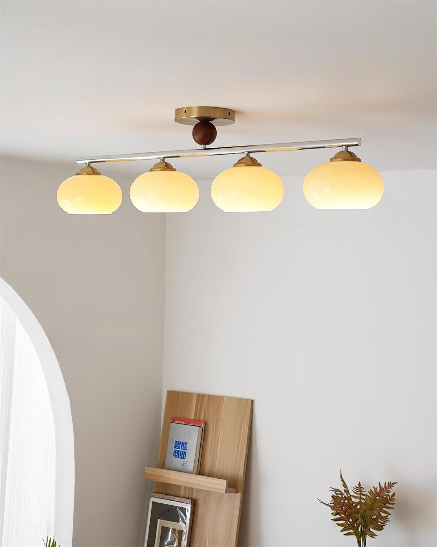 Aubrelle 4-Light Amber Glass Globe Ceiling Fixture - Letslighting
