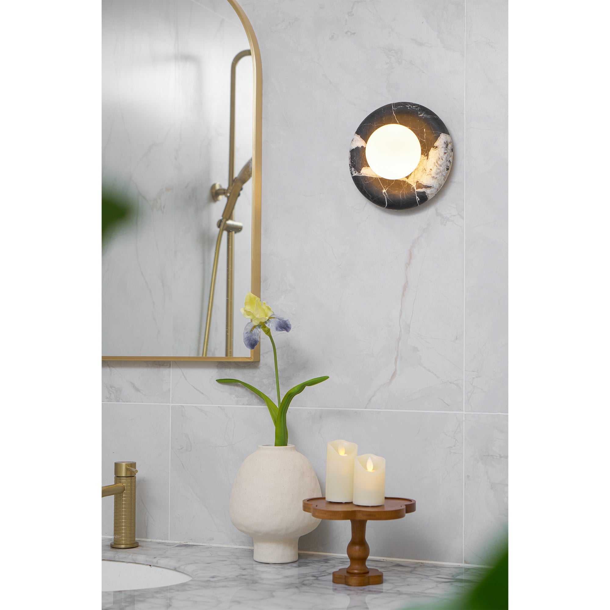 Uvinos Modern Minimalist Black Marble Sconce Wall Lamp - Lamp Copper