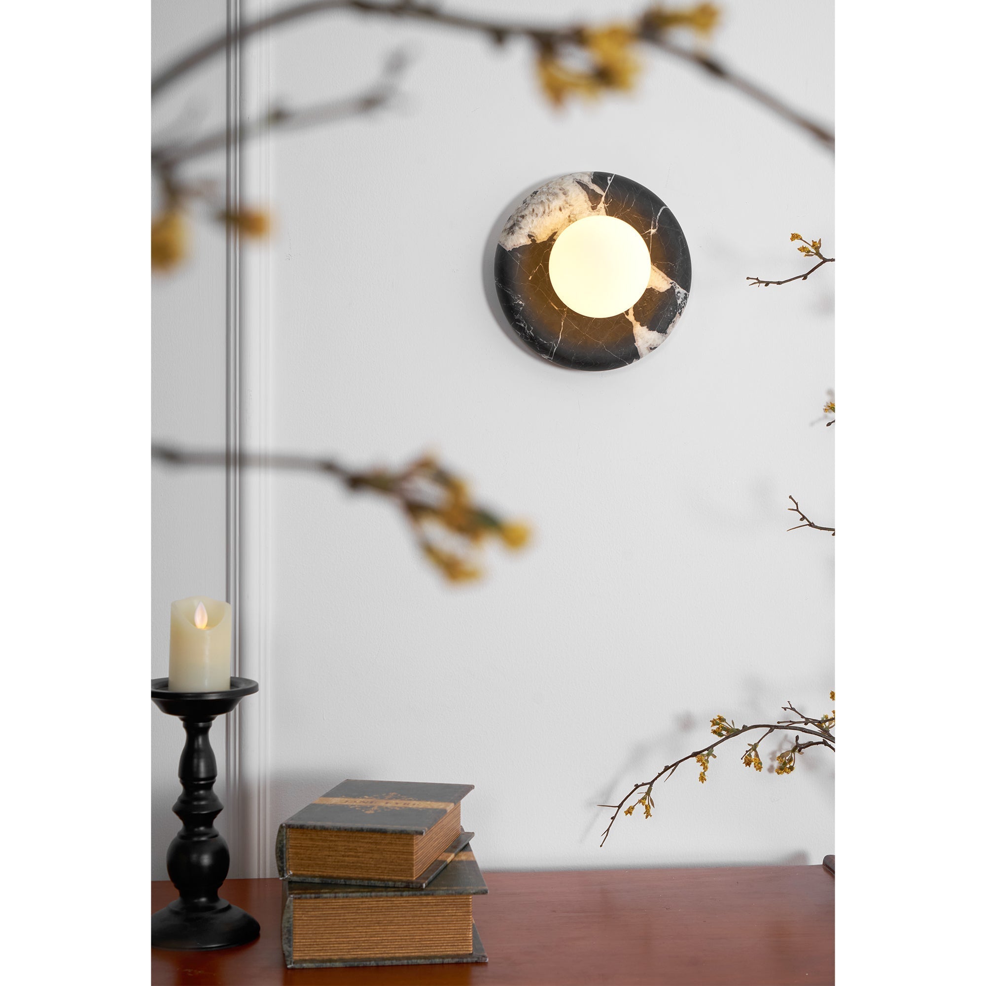 Uvinos Modern Minimalist Black Marble Sconce Wall Lamp - Lamp Copper