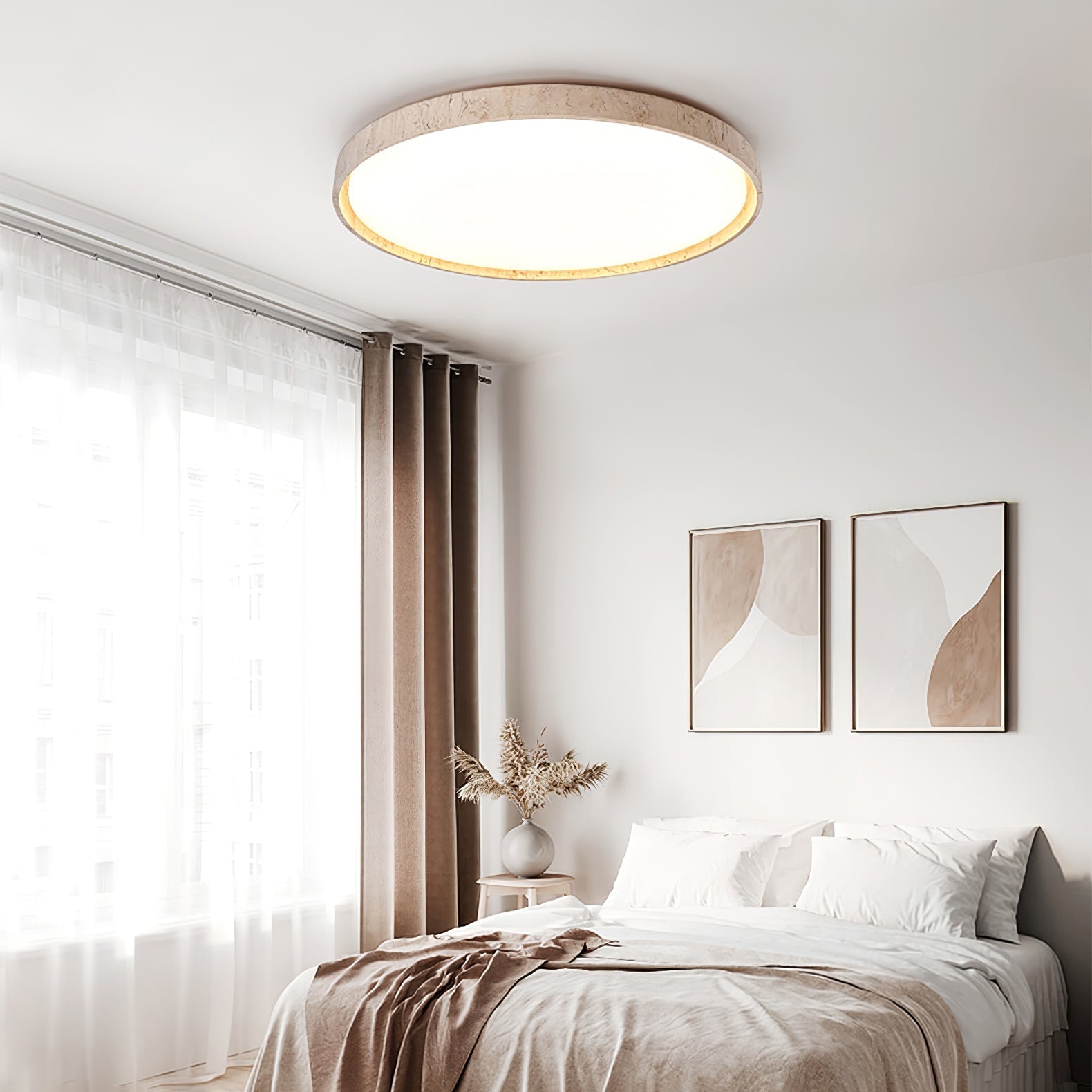 Kathy Travertine Round Ceiling Light - Letslighting