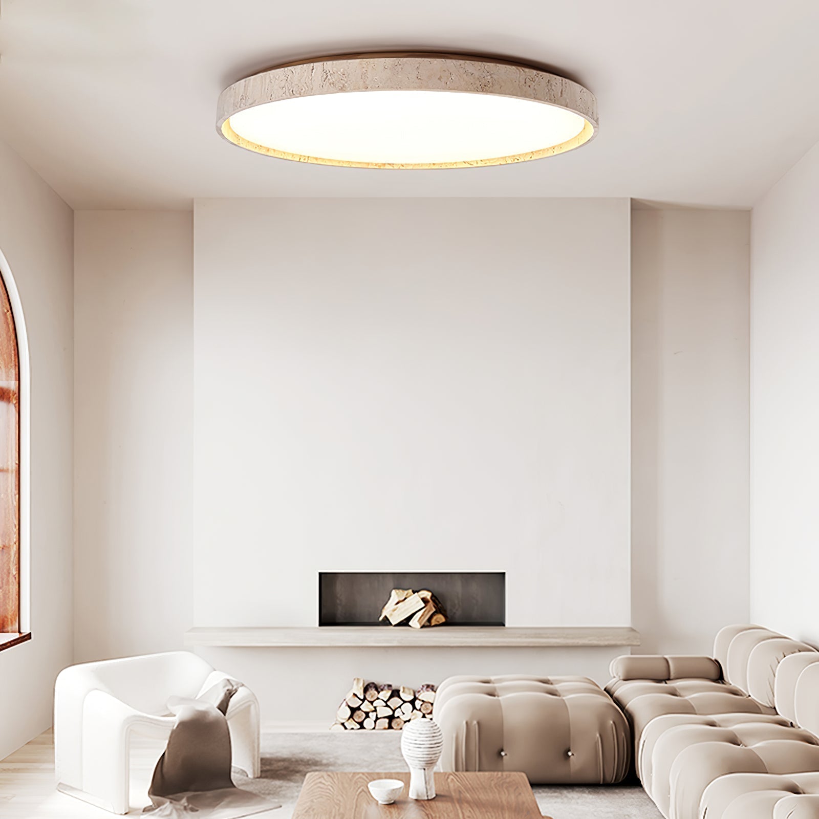 Kathy Travertine Round Ceiling Light - Letslighting