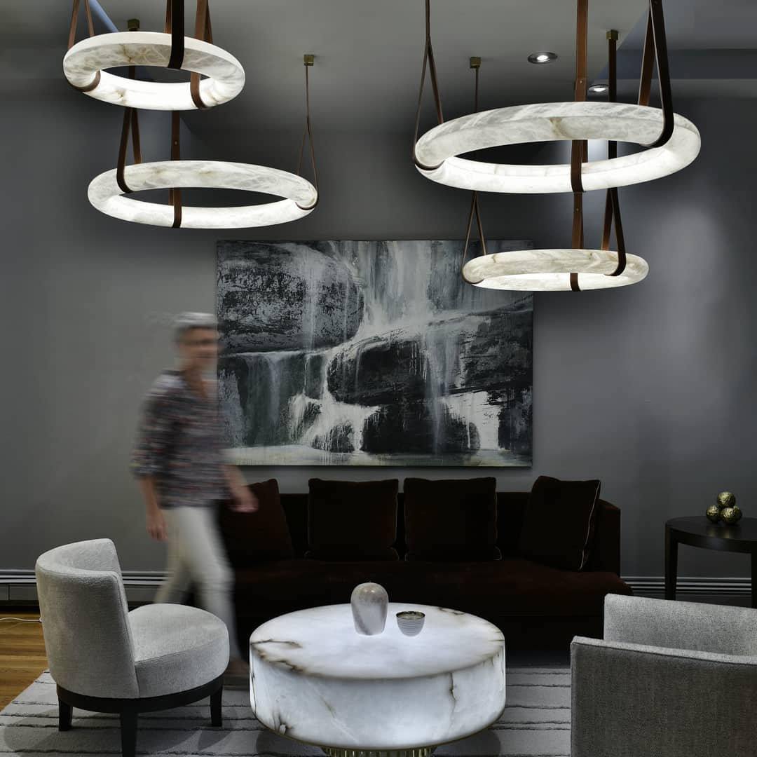 Culiris Modern Minimalist Brown Alabaster Chandelier - Lamp Copper