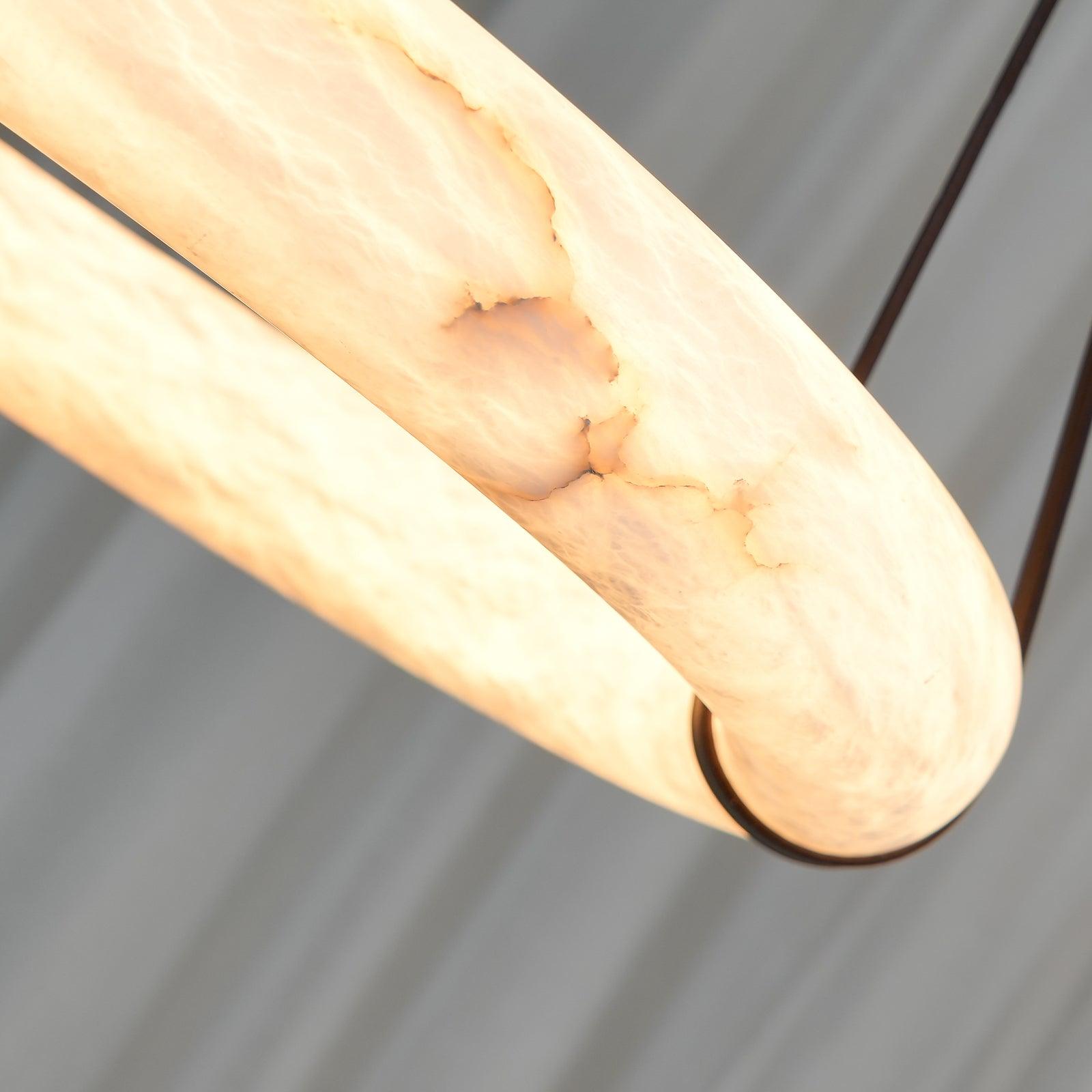 Luste Alabaster Chandeliers Ring Leather Strap Version A - Letslighting