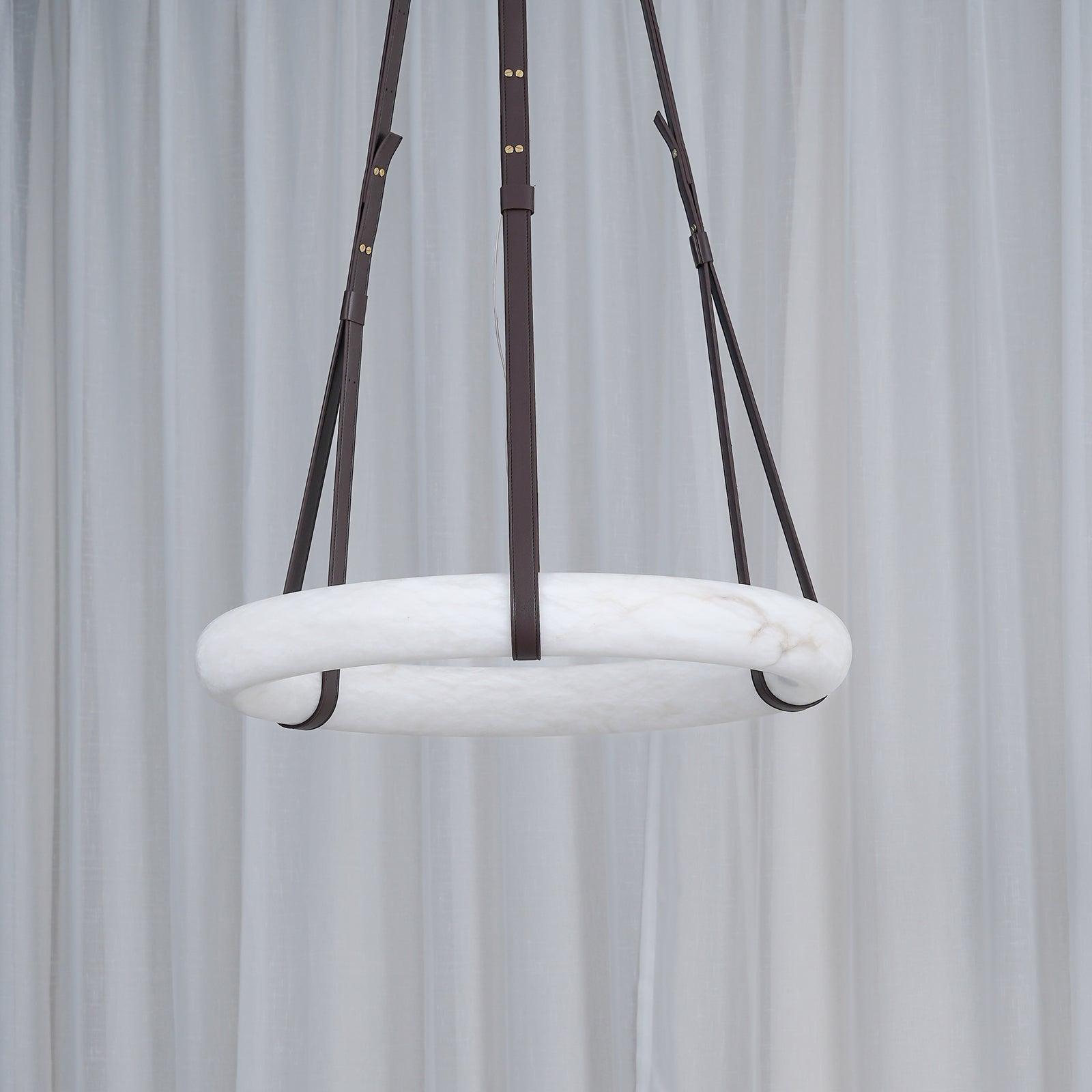 Luste Alabaster Chandeliers Ring Leather Strap Version A - Letslighting